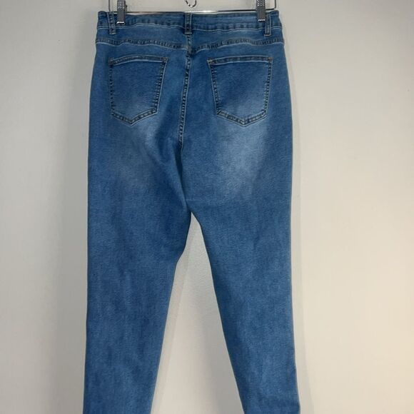 Jeans Women's Size 31 x 32 Blue Skinny Slim Fit High-rise Ripped - Picture 5 of 6